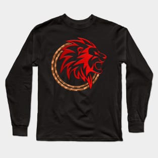 The King lion Dark Red 3D look Long Sleeve T-Shirt